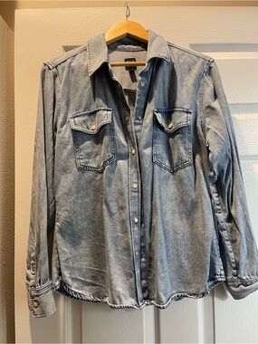 GAP Light Blue Denim Western Button-Down Shirt